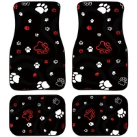 jun teng full set 4pcs pack unisex car anti slip foot mat black and white dogs paw pattern design car carpet for golf 5
