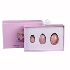 Натуральный розовый кварц Yoni набор яиц для массажа Вагинальные мышцы подтягивающий шар Хрустальный Кегель Яйцо Женский тренажер Кегеля Нефритовое яйцо в коробке