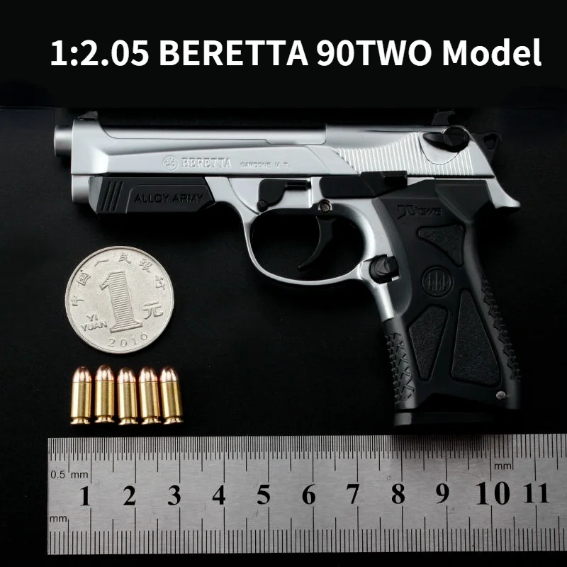 Llavero en miniatura de pistola Beretta 90TWO, modelo de aleaci&oacute;n de carcasa de Metal completo, no puede disparar, regalos para ni&ntilde;os, 2021 de alta calidad, 1:2.05-0