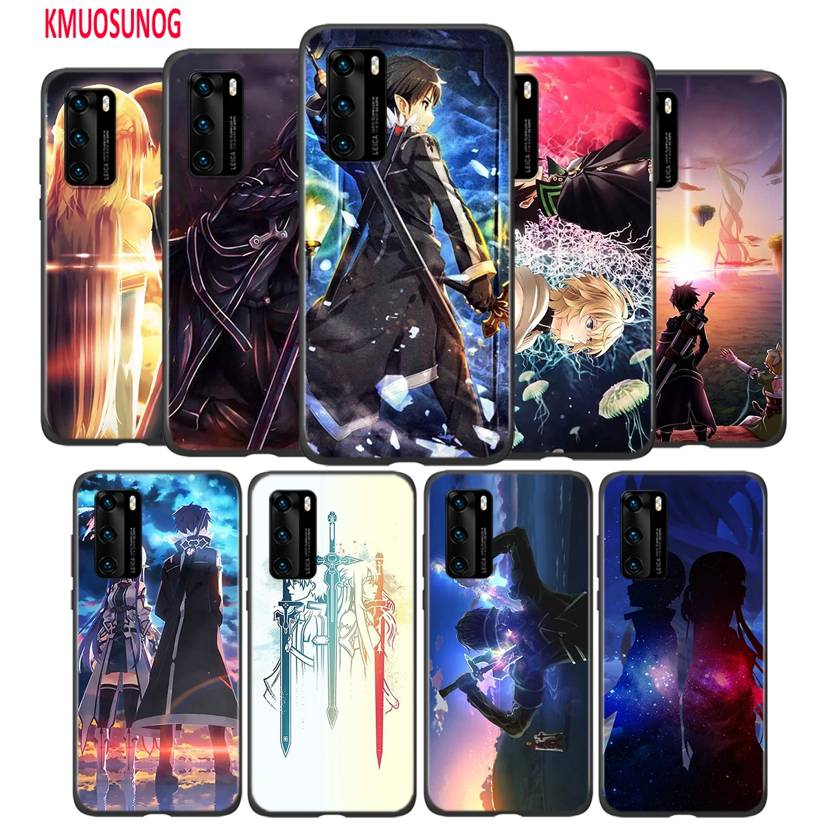 

Black Silicone Cover Sword Art Online For Huawei P40 P30 P20 Pro P10 P9 P8 Lite E Plus 2019 2017 Phone Case