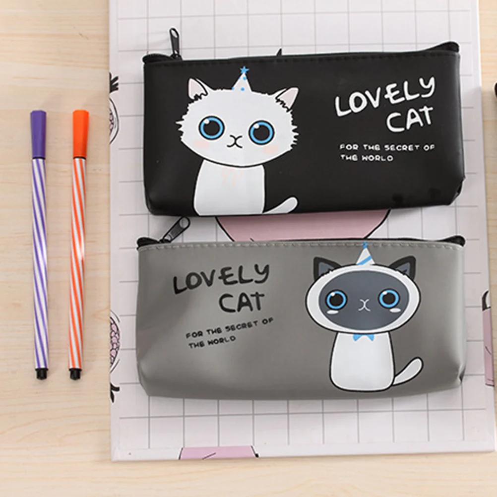 

4pcs Large Capactity Pencil Case Cartoon Cat Pattern Pen Bags Creative Stationery Students Receive Package