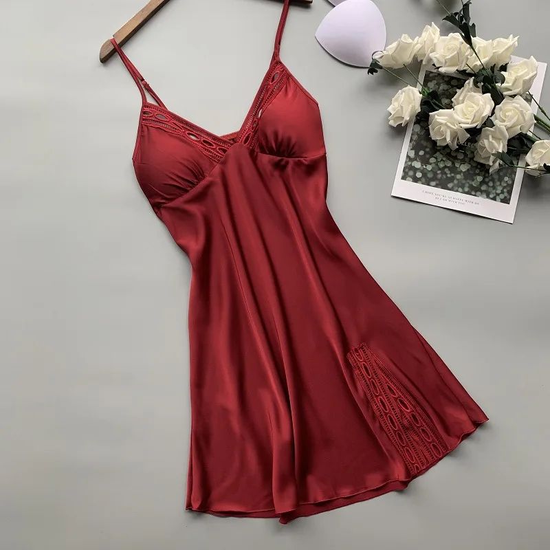 wine red 1 Весна Новая мода Полые Dedigan женщина халат набор 2 шт с нагрудной накладкой Спагетти ремень сексуальная пижама - Цвет: wine red 1