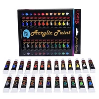 water resistant 24 colors 12ml tube acrylic paint set color nail glass art painting paint for fabric drawing tools for kids diy