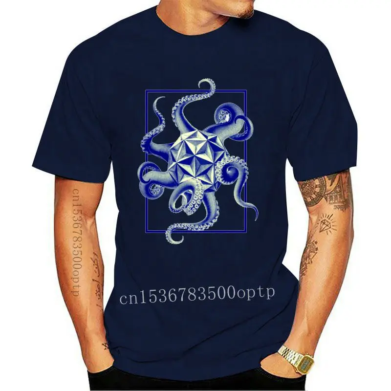 

New Geometric Octopus T Shirt Man T-shirts Printed Tops Tees 2021 2021est Round Neck Punk Tshirt Design Short Sleeve Cotton Clot