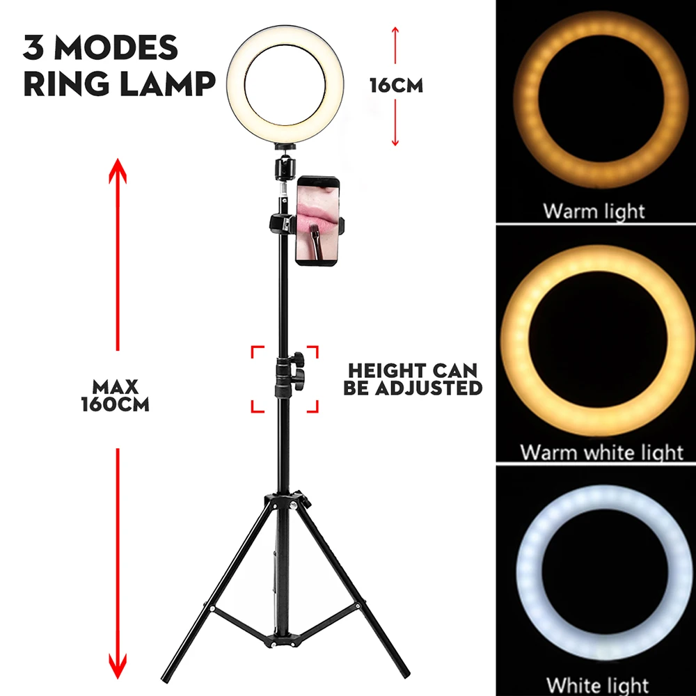 Светодиодный мини штатив с регулируемой яркостью для фотостудии и селфи