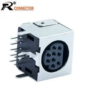 10pcs/lot 9 Pin Mini DIN Female Jack Terminals 90 Degree / Right Angle PCB Panel Mount 9Pin Mini DIN Jack Socket Chassis
