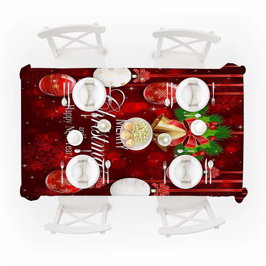 Рождественская скатерть happy environment Print прямоугольная Праздничная Вечеринка