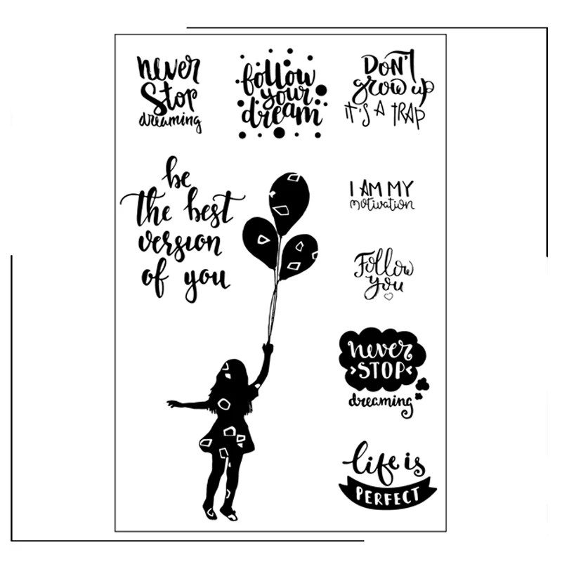 

Balloon Girl Blessing Clear Stamps Scrapbooking Crafts Decorate Photo Album Embossing Cards Making Clear Stamps New