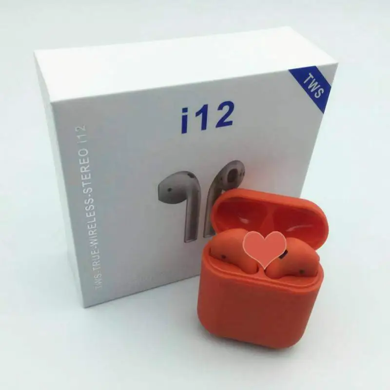 I12 TWS сенсорное управление беспроводной мини-наушник Bluetooth 5,0 гарнитура наушники pk i10 i11 tws для IOS смартфон - Цвет: Красный
