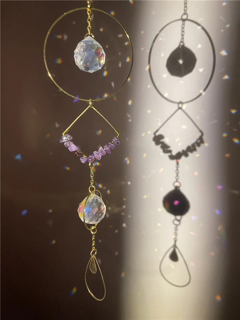 

Pink Crystal Light Sun Catcher Celestial Rainbow Crystal Hanging,Car Prism,Crystal Suncatcher Fairy Decor, Rainbows Boho Witchy