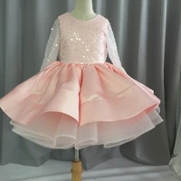princess sequined lace flower girl dress bows children first communion dress ball gown wedding party dress runway show pageant