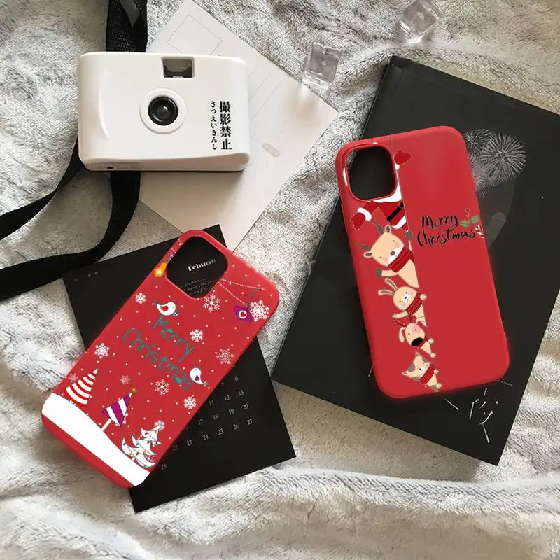 

Merry Christmas Gift Santa Phone Case Candy Color for iPhone 6 7 8 11 12 s mini pro X XS XR MAX Plus