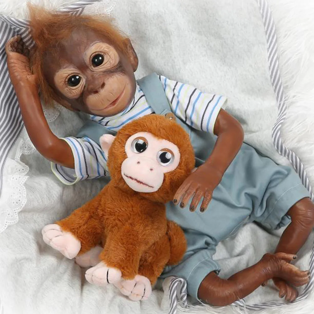 

Reborn Monkey plush stuffed silicone doll toys 21inch 52cm Apes Macaco bonecas funny orangutans dolls gift