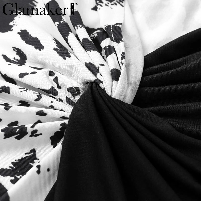 Glamaker длинное платье с глубоким v образным вырезом Леопардовый принт пэтчворк