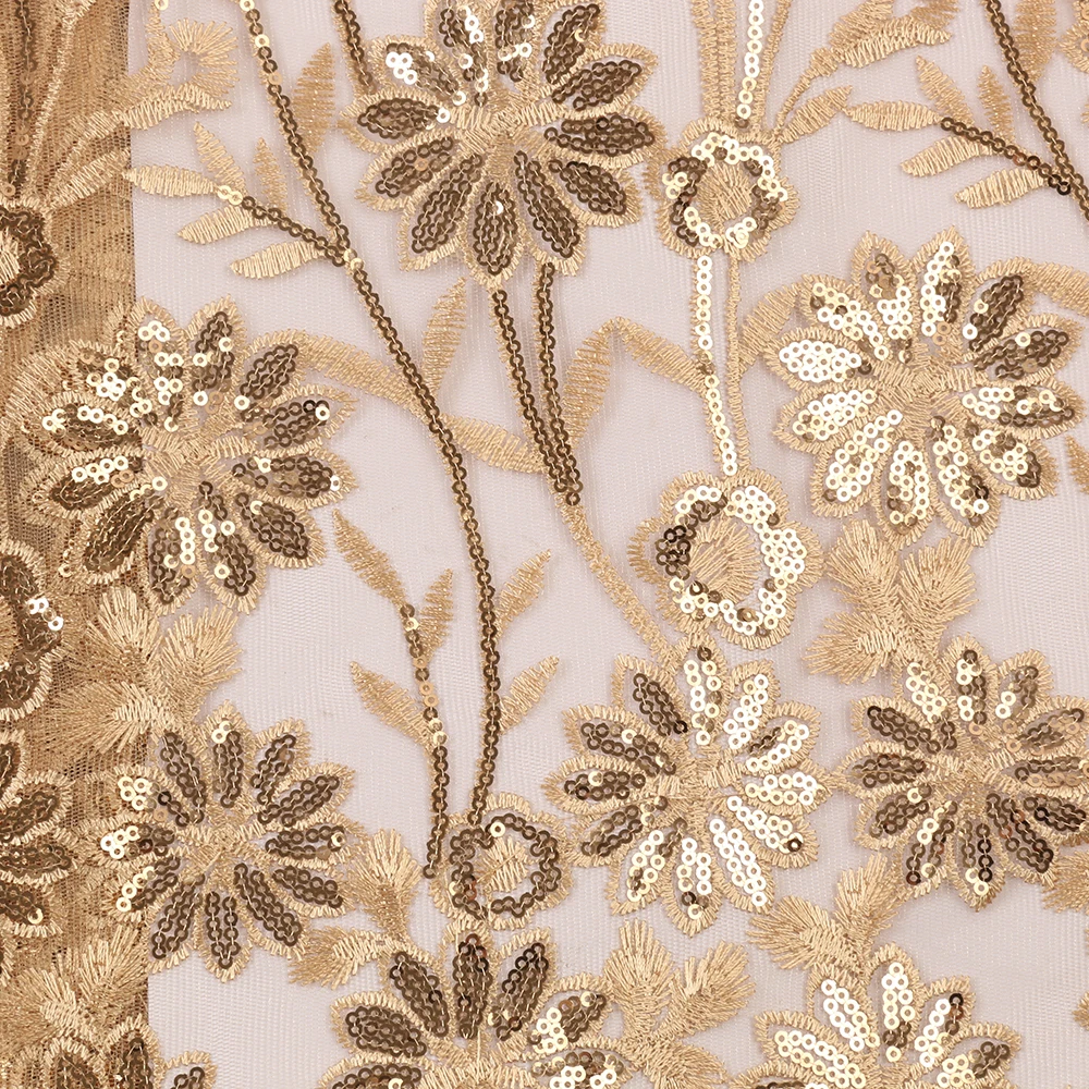 Желтая ткань 2019 Африканский кружевной тюль с пайетками Высококачественная