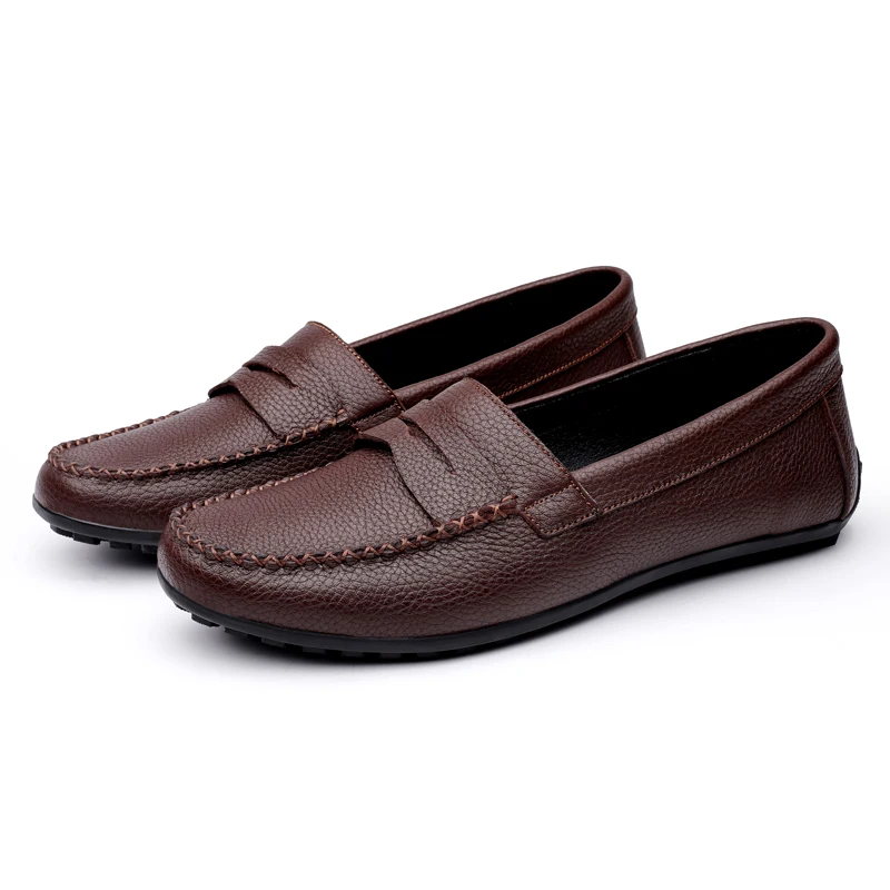 

Luxury 2021 Mens Classic Loafers Genuine Leather Men Casual Shoes Men Moccasins Breathable Slip on Flat Lazy Driving Shoes