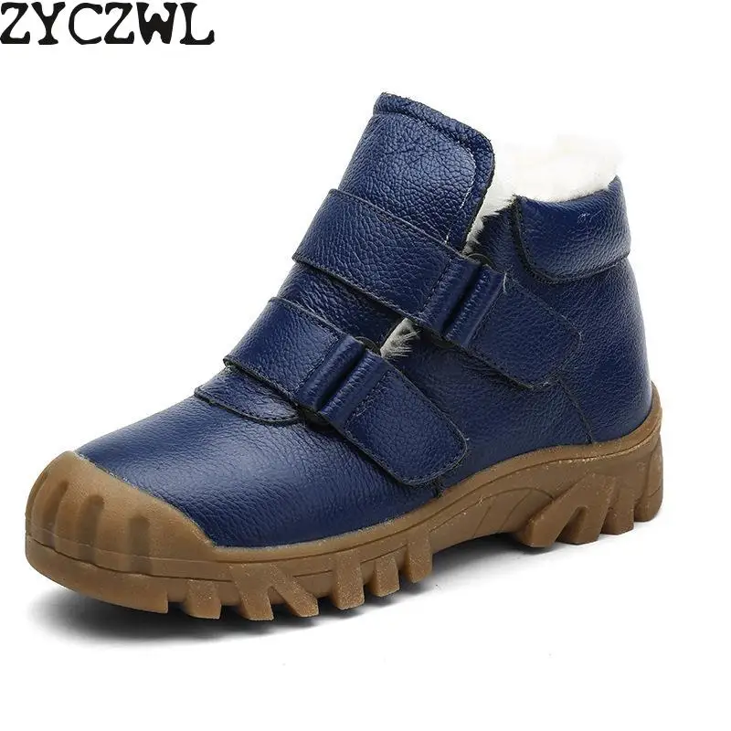 Зимние детские ботинки для мальчиков 2019 Модные ботильоны снега походная обувь с