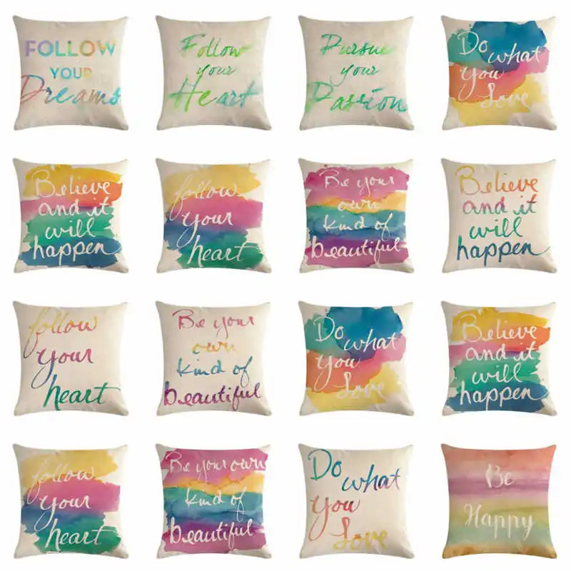 

Painted Font Word Pillow Cover Throw Pillow Case Sofa Cushion Cover Home Decor