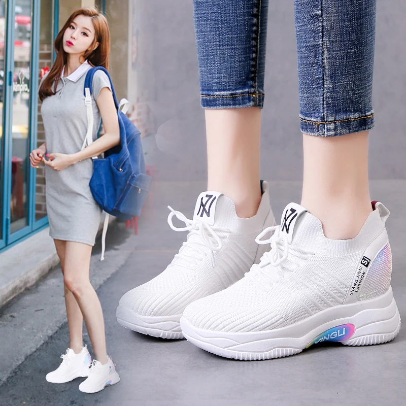 

Кроссовки женские, сетчатые, дышащие, увеличивающие рост 7 см, размер 35-40