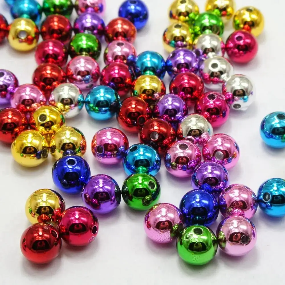 100 блестящих разноцветных металлических акриловых рождественских круглых бусин