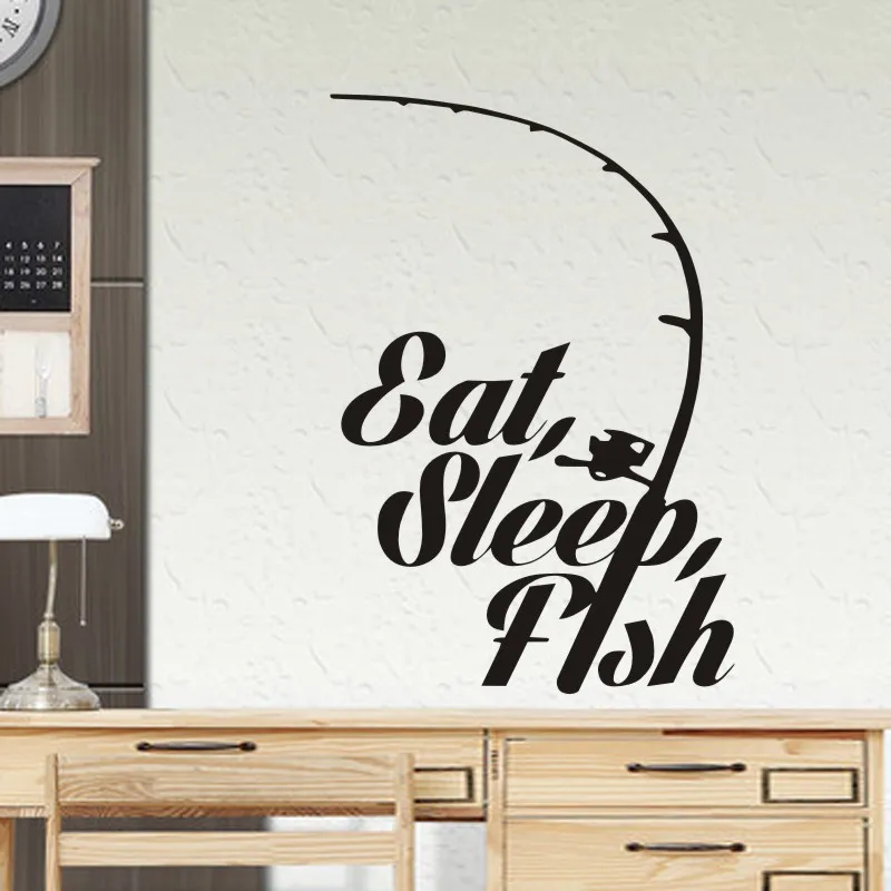 Переводная картинка Eat Sleep для рыбалки ведра снастей магазина рыболовных крючков