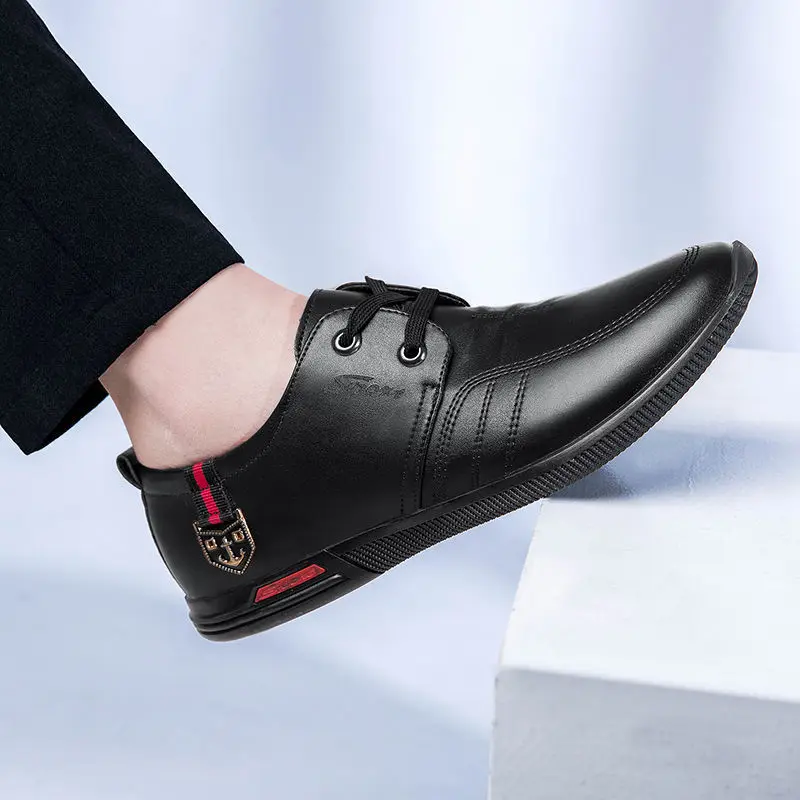 Leisure Young Men's Shoes Spring Summer British Men's Lace-up Breathable Shoes Korean Version Pointed All-match Casual Shoes RE