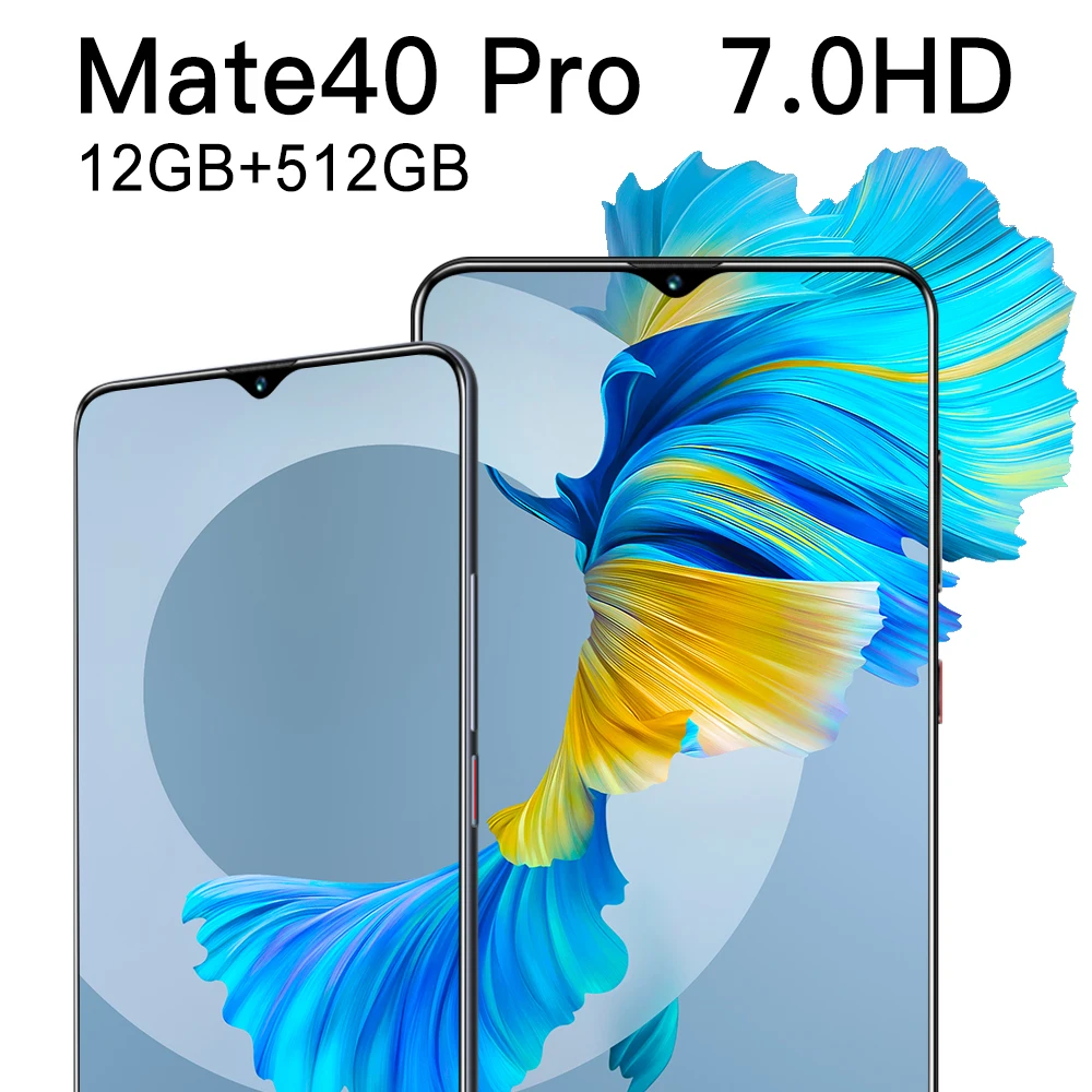 global version ultra thin mate40 pro smartphone 6000mah full screen 7 30 inch deca core 8gb 512gb 4g lte 5g network cell phones free global shipping