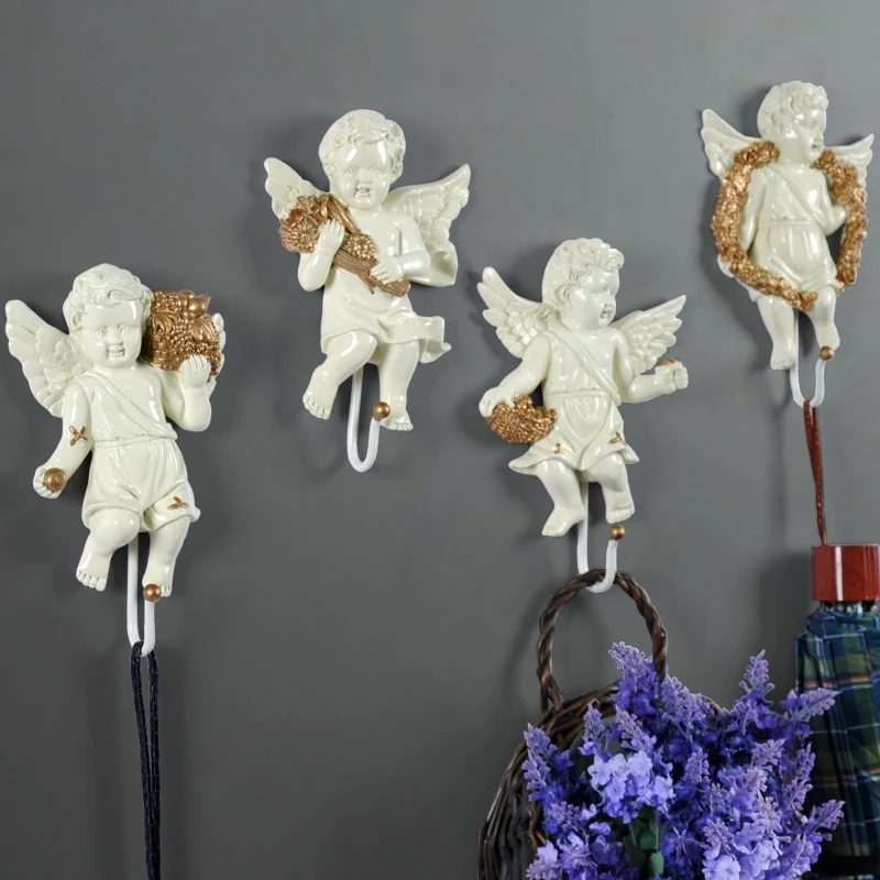 Настенный декор в виде статуи Европейского ангела, креативная настенная вешалка для телевизора, настенного декора для гостиной, сумки, держ...