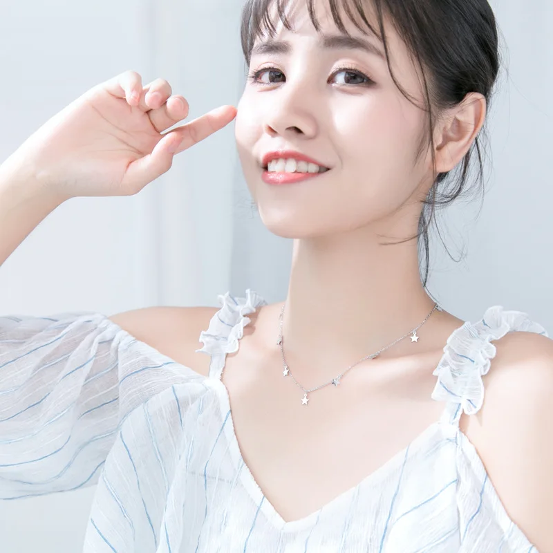 Trusta Fashion Genuine 925 Sterling Silver Sweet Tassel Star Pendant Statement Necklace For Women Girl Friend Jewelry DS1870 | Украшения и