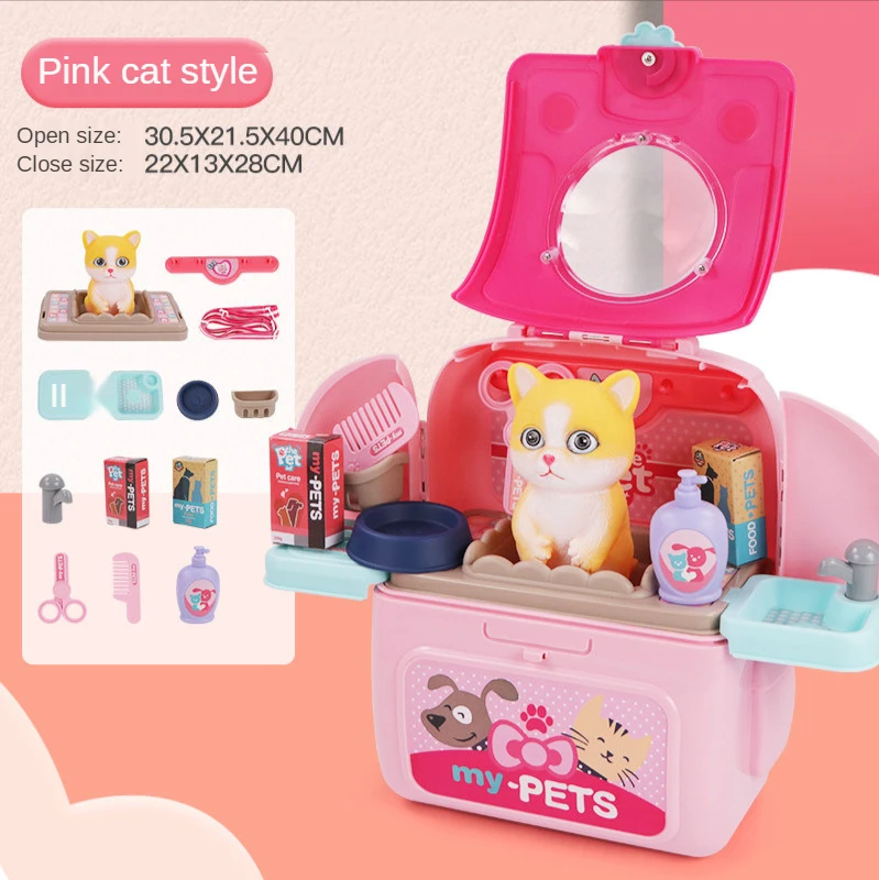 

Play house toys Pet backpack home simulation cartoon cat dog 2 in 1 space bag for kid's birthday toys