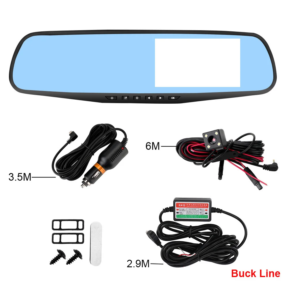 

Dashcam Video Recorder Rear View Mirror Camera Car DVR Dual Lens 4.3 Inch Dash Cam Auto Registrator Reversing Image Buck Line