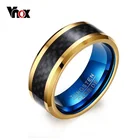 Vnox 8 мм Синий Вольфрам карбида Кольца для Для мужчин ювелирные изделия с черным углеродного Волокно