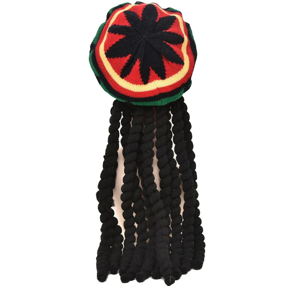 

Jamaican Rasta Hat with 10 Strands Dreadlocks Wig(25.6") Reggae Wig for Men and Women