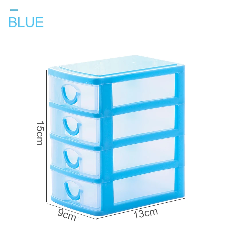 4 layer Blue BNBS маленький ящик Органайзер для шкафа пластиковый ящик для хранения комод единиц настольного хранения многослойная Организация макияж органайзер для ящика коробка для конфет - Цвет: 4 layer Blue