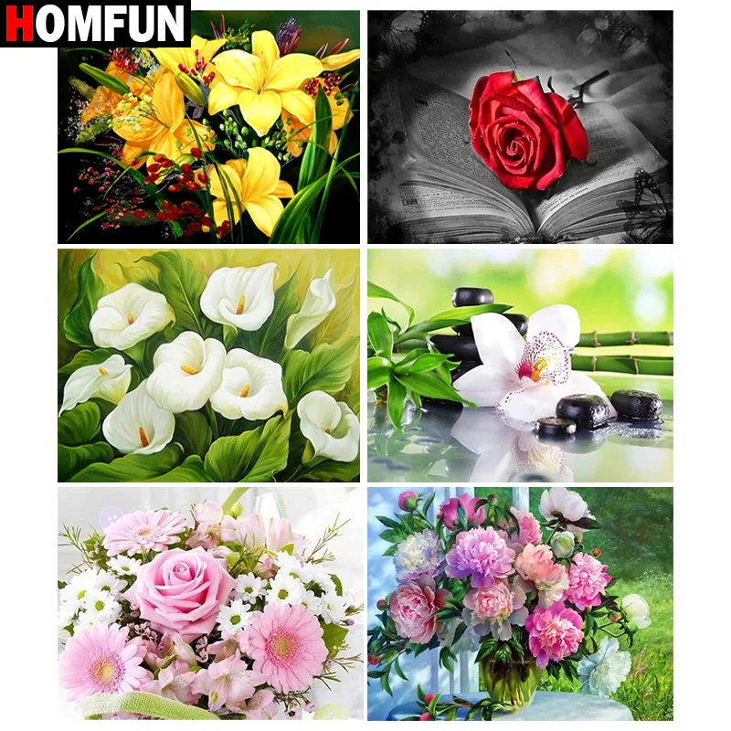 

HOMFUN 5D Diamond "Flower landscape" Diamond Embroidery Full Round/ Square Diy Diamond Painting Cross Stitch Home Decor