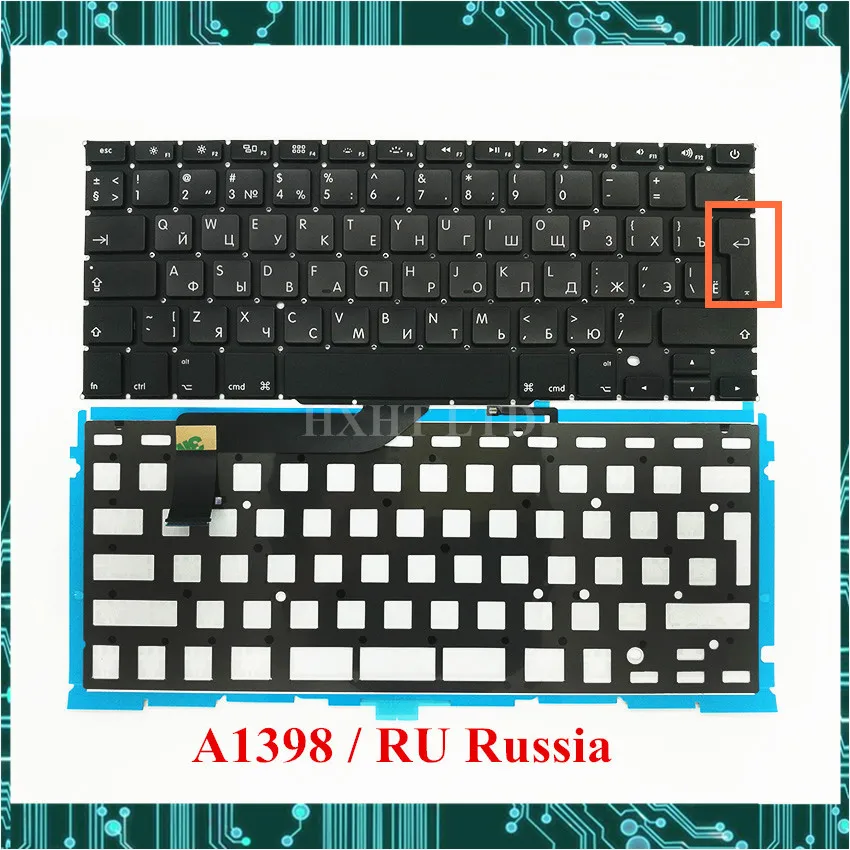 Русская клавиатура A1398 с подсветкой для Macbook Pro ноутбука 15 дюймов Retina русская