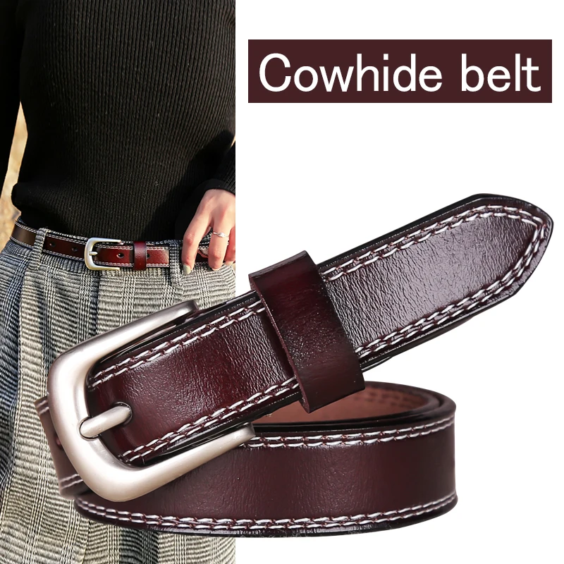 HITONBULL Womens Trendy Genuine Leather Belts Luxury High Brand Casual Strap Fancy Vintage For Jeans Fashion Women Waistband
