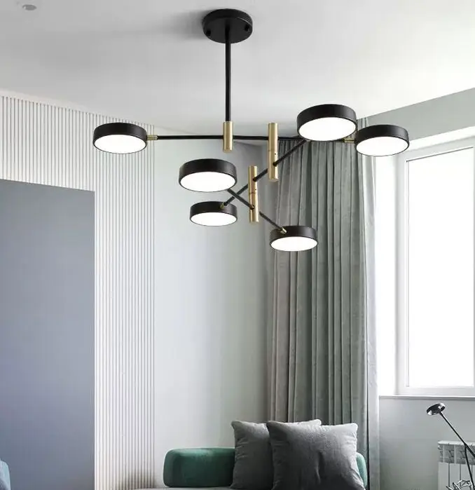 

Simple personality Creative Design LED pendant light Nordic home wrought iron set hall rotating shape pendant lamp