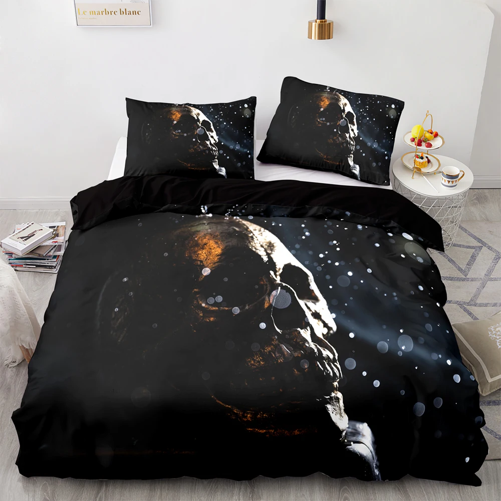 

Luxury Skull Print Bedding Sets 3 Pieces,1 Duvet Cover 2 Pillowcases,Hot Sale Set for Single Double Twin Size