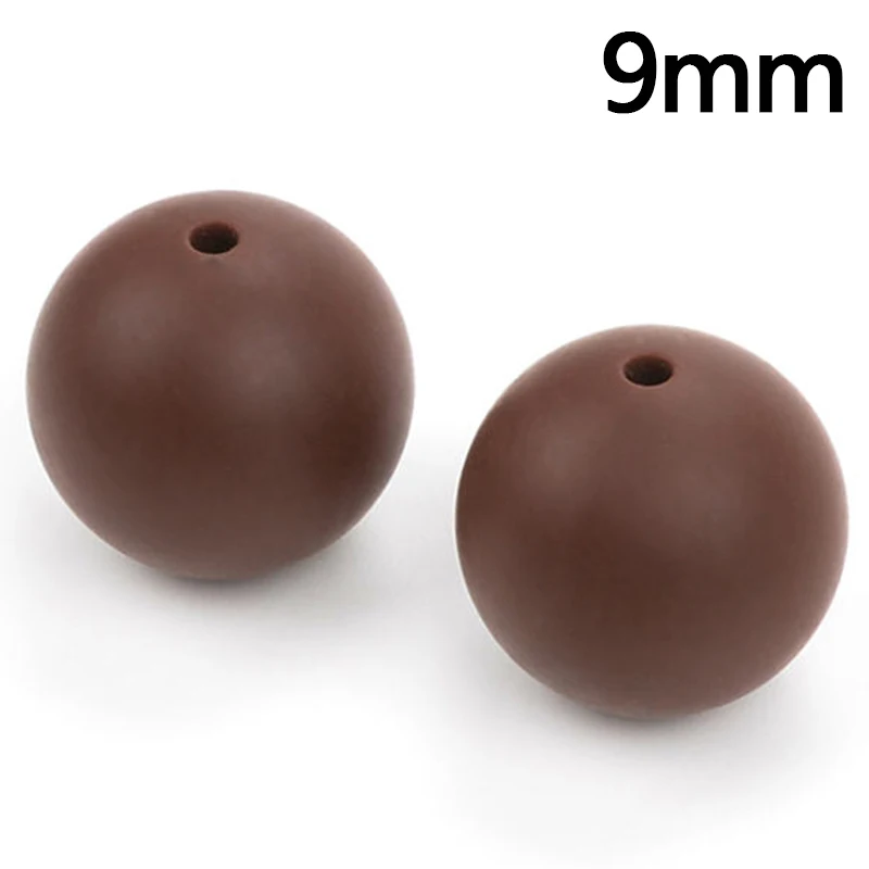 Chocolate LOFCA 50 шт./партия 9 мм Силиконовые Бусы Длинные Прорезыватели для зубов еда без бисфенола-а класс детский Прорезыватель жевательные DIY ювелирные изделия ожерелье изготовление - Цвет: Chocolate