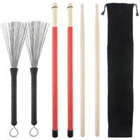 4pcs jazz drumsticks set include 5a maple drum sticks bamboo steel wire brushes and velvet bag for beginners performance