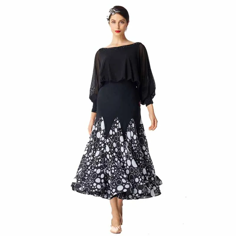 

M-2027 Ballroom Dance Dress Women Mesh Long Dress Waltz Tango Costume Ballroom Practice Dress For Sale