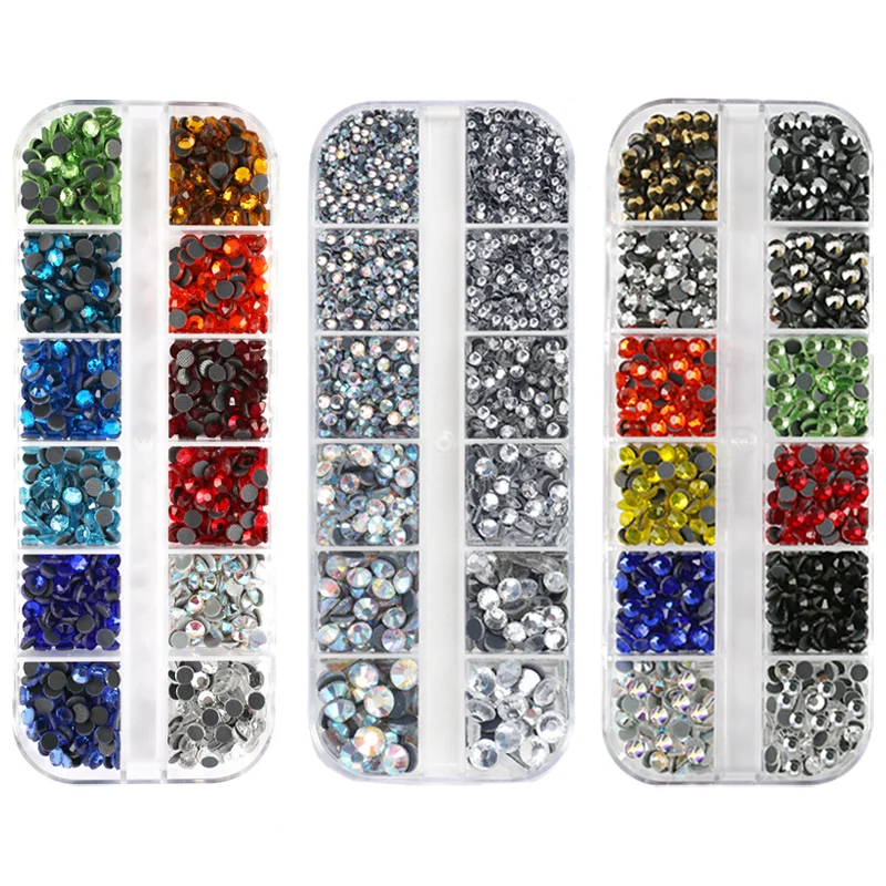 

3 Box/ SS6-SS30 Shinny Color Crystal Hot Fix Rhinestones Mix 6 Sizes Shinny Glass Strass Flat Back DMC for Wedding Dress Garment