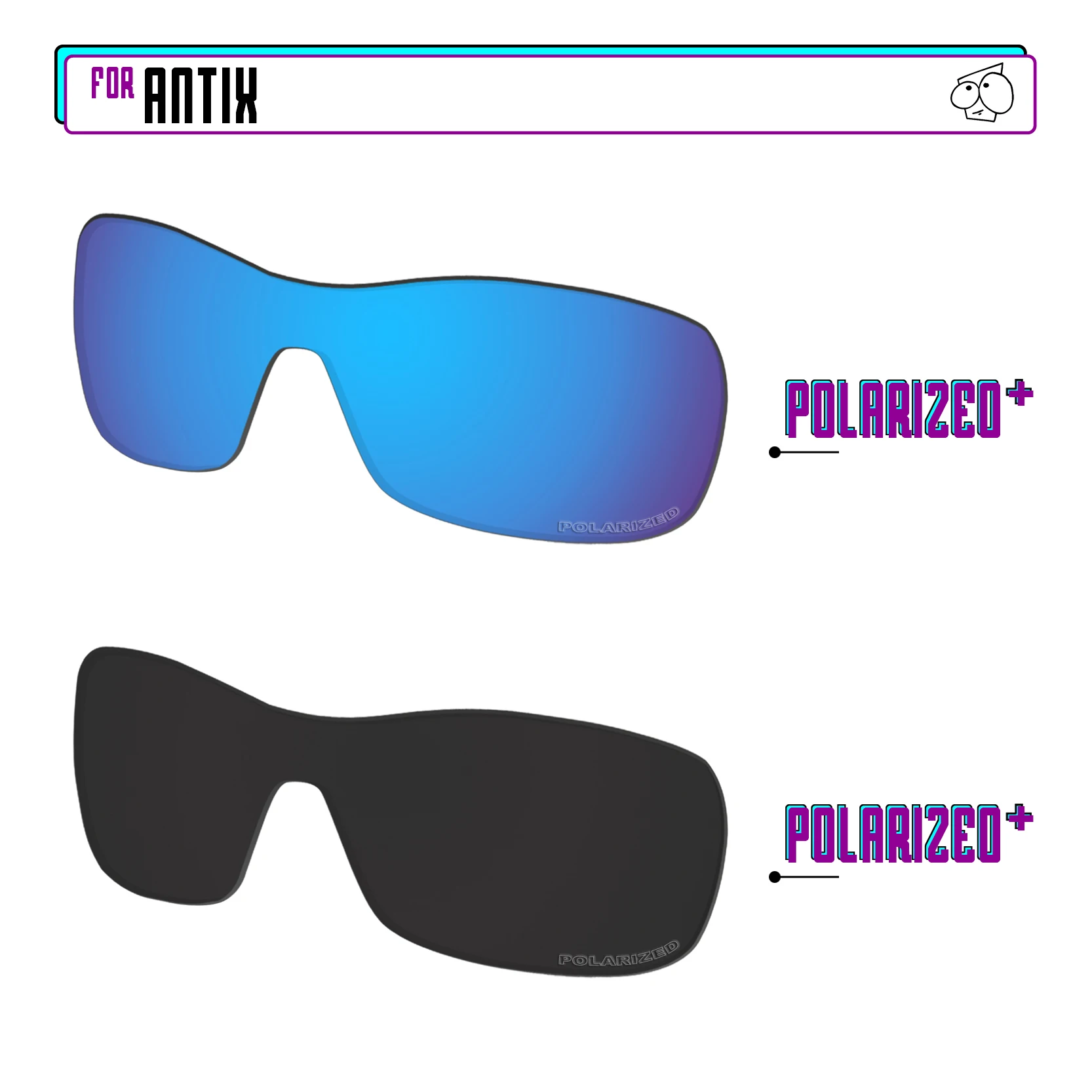EZReplace Anti Seawater Polarized Replacement Lenses for - Oakley Antix Sunglasses - Black P Plus-Blue P Plus