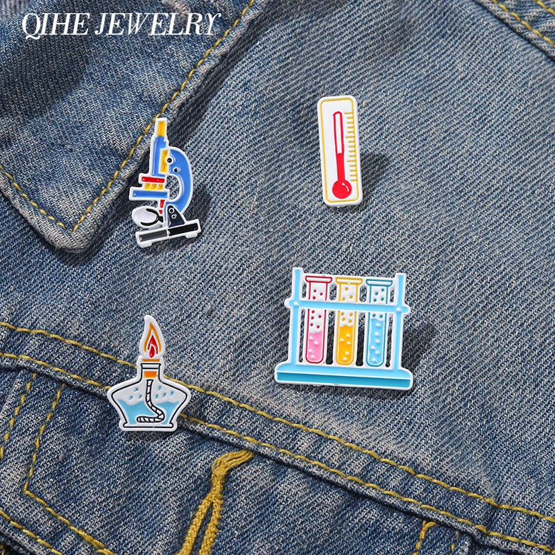 Эмалированная брошь в виде значка для микроскопа сумки инструмента по