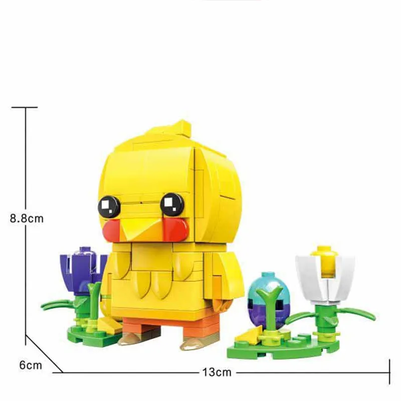 

Cute Doll 2Pcs Cartoon Building Blocks Easter Day Rabbit and Chick Building Brick Toys Characters Educational Toys Kids Gifts