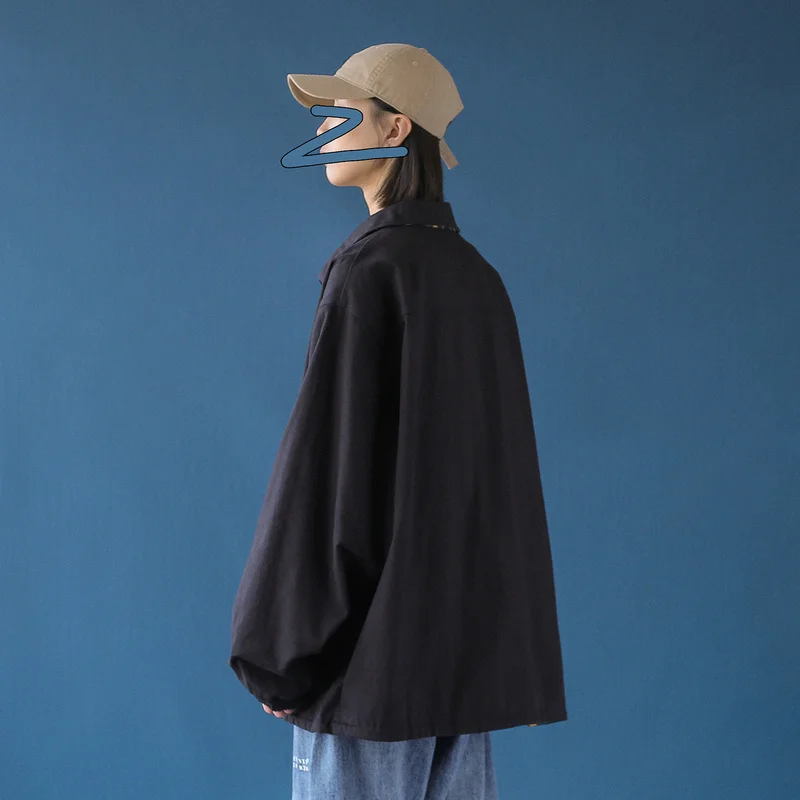 

Basic Jackets Women Autumn Solid Oversize Preppy Style Drop-shoulder Leisure Students Korean Version All-match Outcoats Female