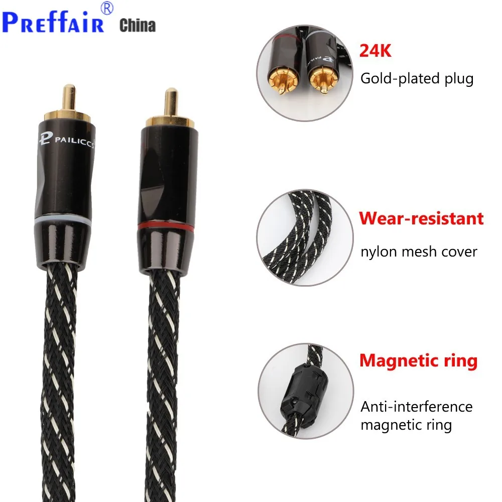 

Hi-Fi утолщенный настенный разъем Budweiser, профессиональный ручной кабель-удлинитель RCA