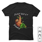 Ленивец медленно Футболка 100% хлопок Счастливого Рождества нового года Популярные Животные цитаты тренд сделать это ленивее просто медленный слот мем