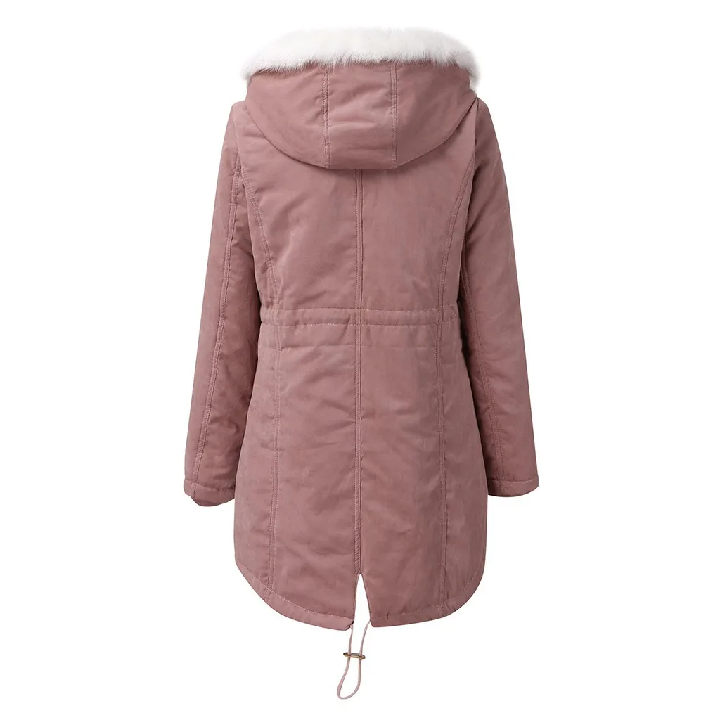 

2020 Autumn Winter New Women's Plus Velvet Fashion Zipper Hooded Soild Color Coat Female Winter Casual Mid-length Warm Jacket